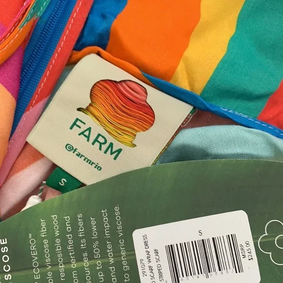 NWT farm rio striped scarf wrap maxi dress in rainbow - Picture 11 of 11
